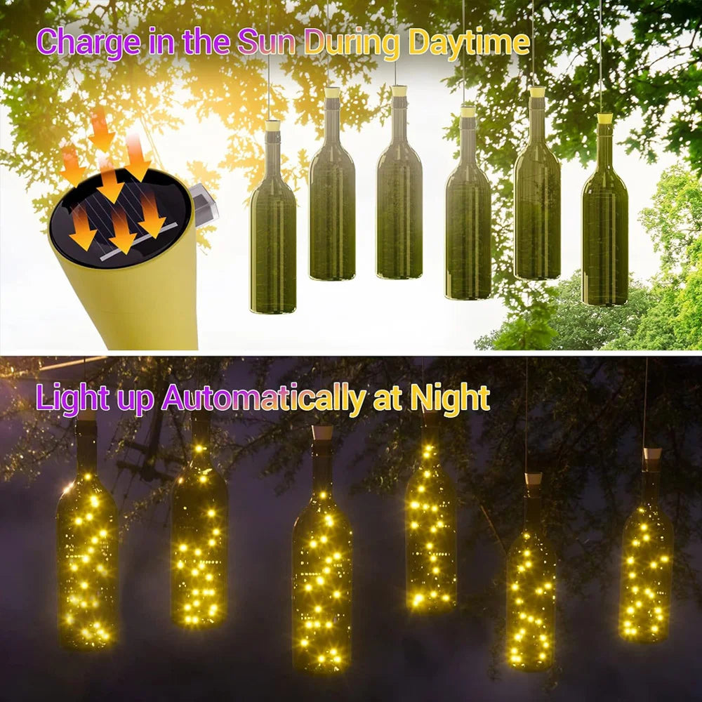 20LED Solar Fairy Cork Bottle String Lights | Wedding & Garden Decor
