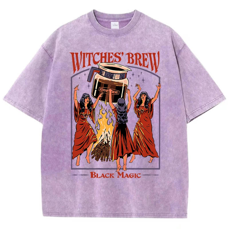 Breathable Cotton Casual Tee | Vintage Black Magic T-Shirt