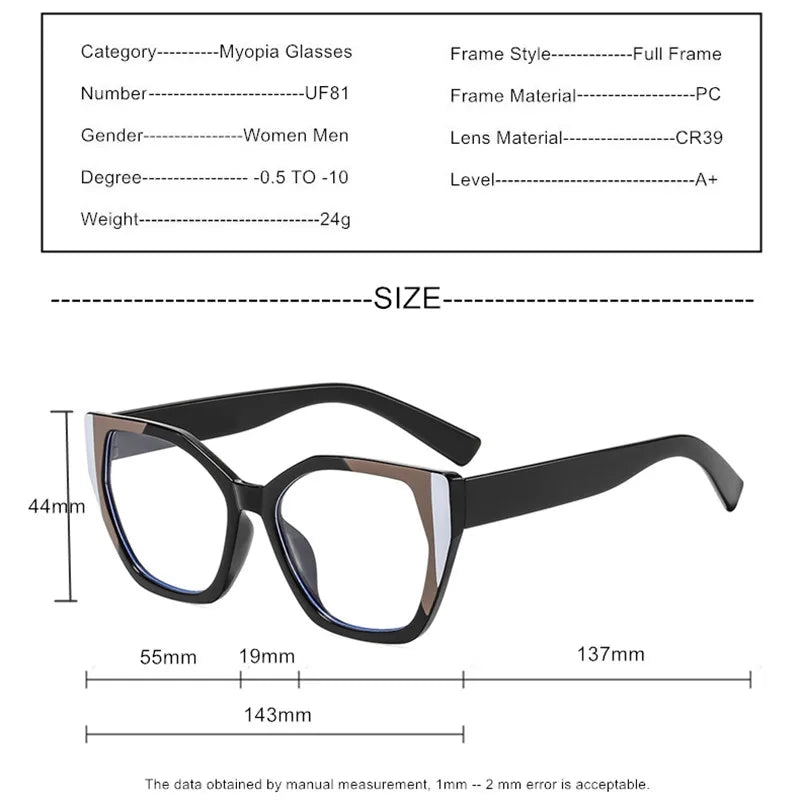 Stylish Myopia Prescription Glasses | Blue Light & Photochromic Lenses