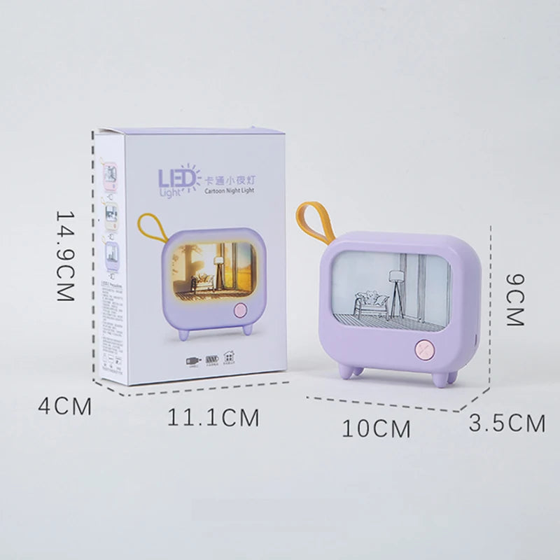 Cute TV Painting Night Light | Rechargeable LED Table Lamp for Kids