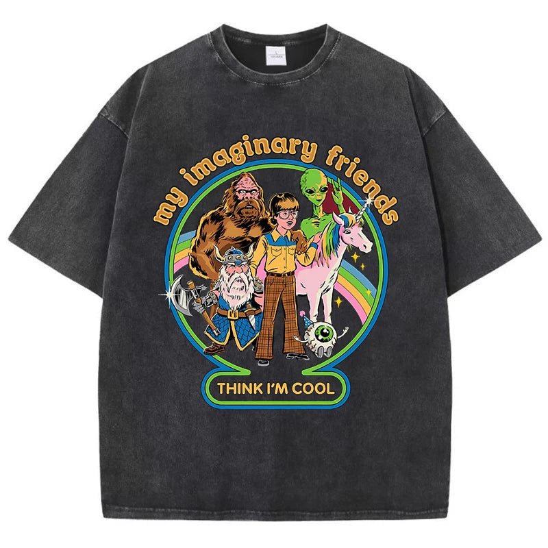 Washed Retro Men's Oversized T-Shirt | Soft Cotton Casual Tee