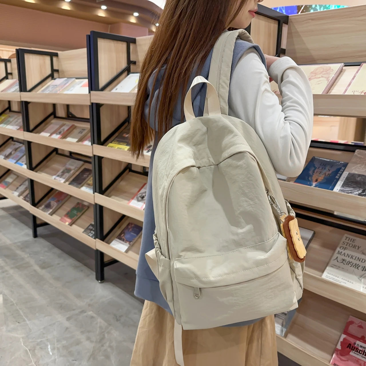 Versatile Solid Color Backpack | Large Capacity Daily Use