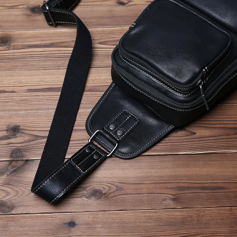 Bolso de pecho de cuero hecho a mano elegante para hombre | Bandolera espaciosa