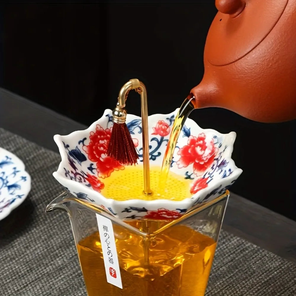 Traditional Ceramic Umbrella Tea Strainer | Elegant Tabletop Infuser