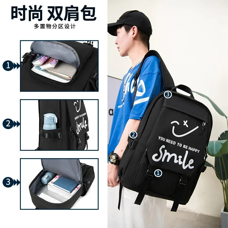 Large Capacity Quirky Expression Backpack | Stylish Travel Bag