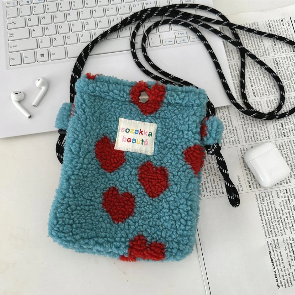 Cute Plush Dot Crossbody Bags for Women | Portable Shoulder Bag