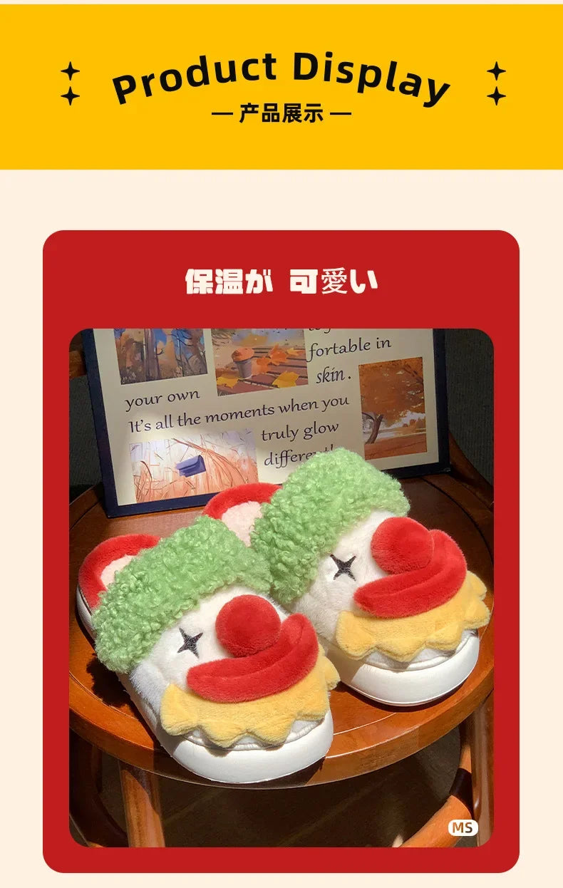 Funny Fluffy Platform Slippers | Cozy Cartoon Indoor/Outdoor Shoes