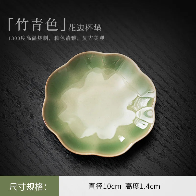 Japanese Ceramic Petal Coaster | Elegant Anti-Scald Teaware Accessory