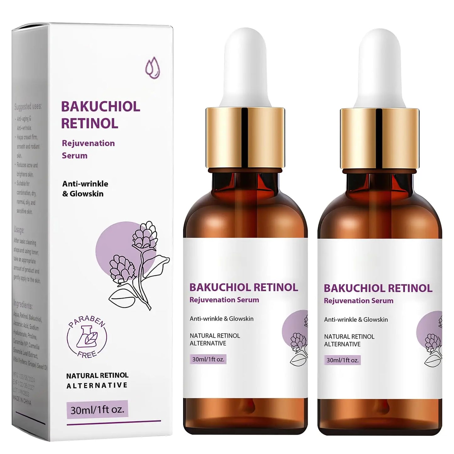 2PCS Bakuchiol Retinol Rejuvenation Serum for Youthful Skin