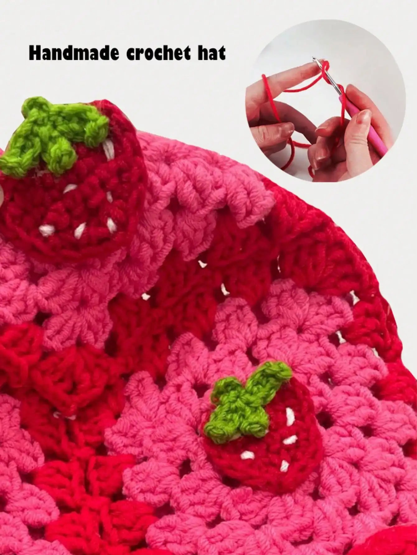 Charming Cartoon Strawberry Fishing Hat | Trendy Bohemian Crochet