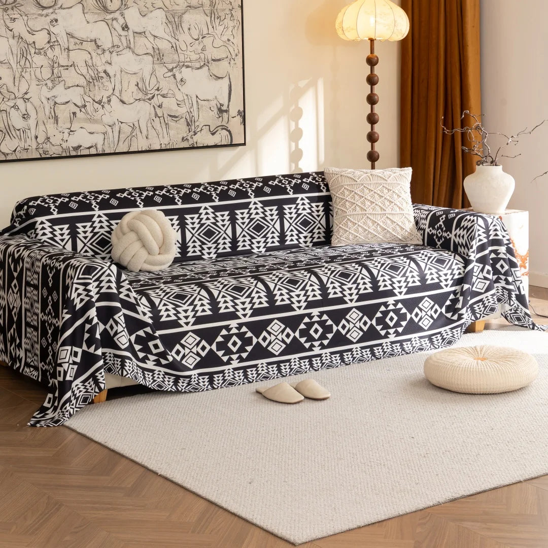Bohemian Printed Sofa Cover | Soft, Pet Friendly Living Room Protector