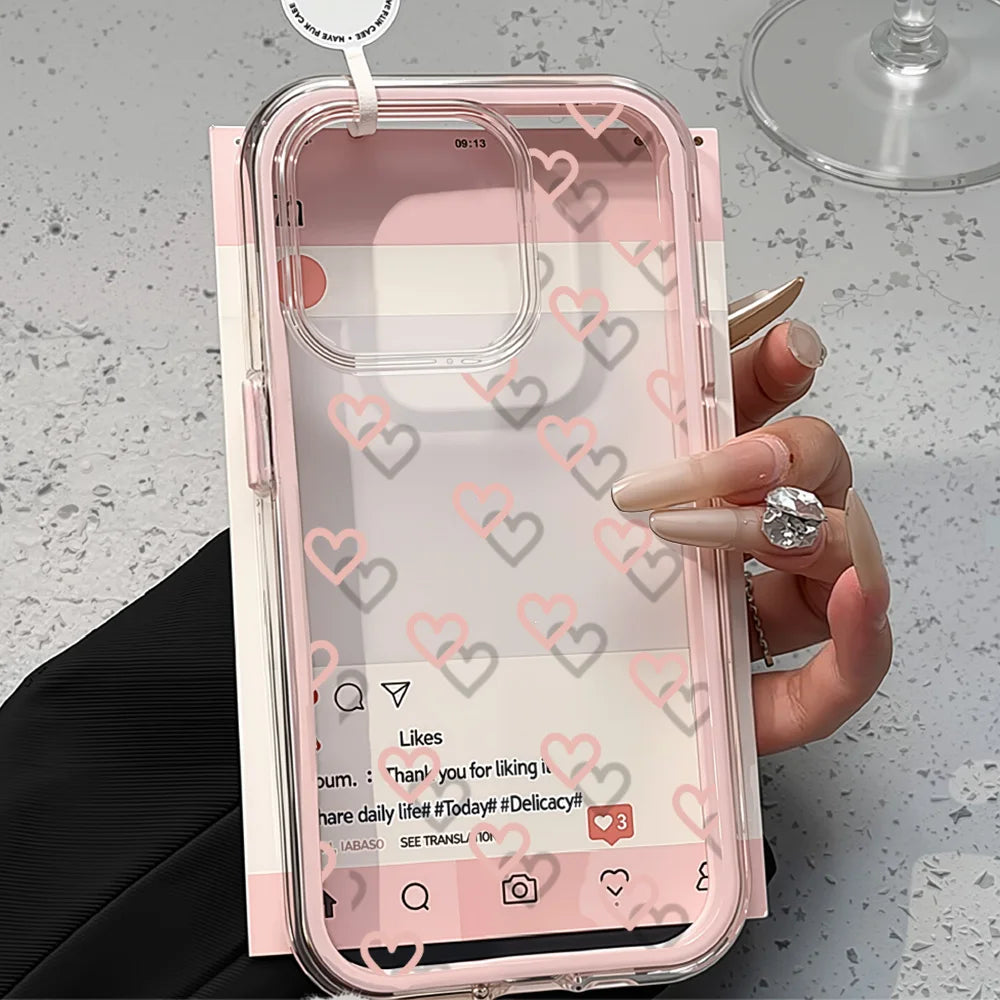 Funda de iPhone Corazón de Amor | Carcasa Transparente Antichoque 2 EN 1