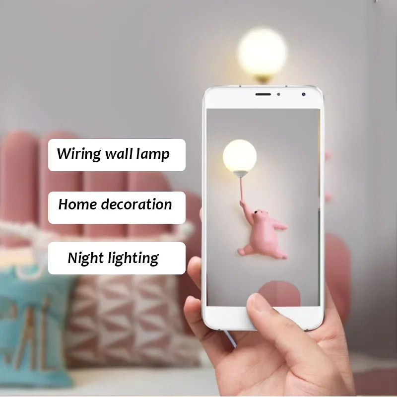 Cartoon Polar Bear LED Sconce Light | Fun Bedroom Decor