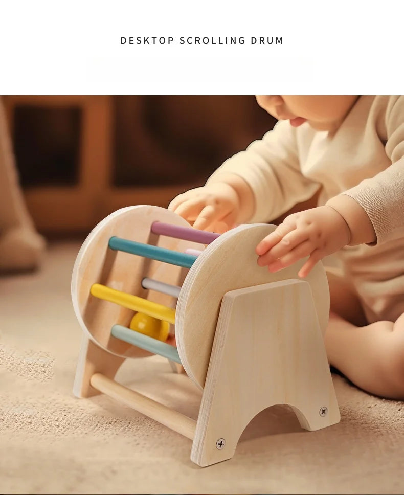 Montessori Wooden Rolling Ball Drum | Engaging Baby Learning Toy