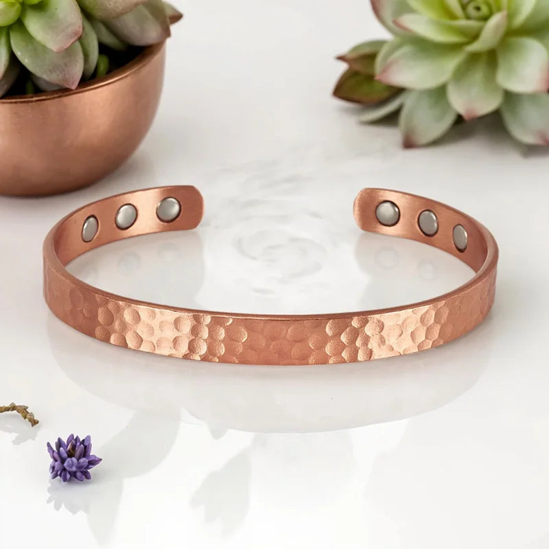 Magnetic Pure Copper Bracelet | Vintage Rose Gold Cuff Bangle