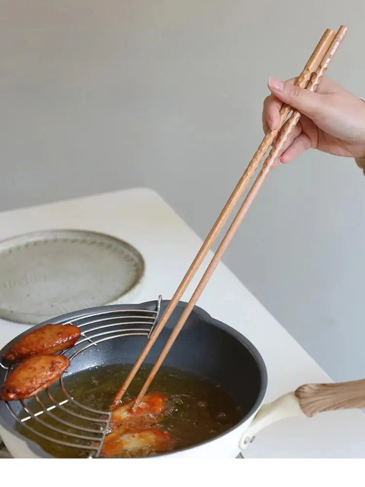 Extra Long Wooden Chopsticks | Polished Beech for Cooking & Dining