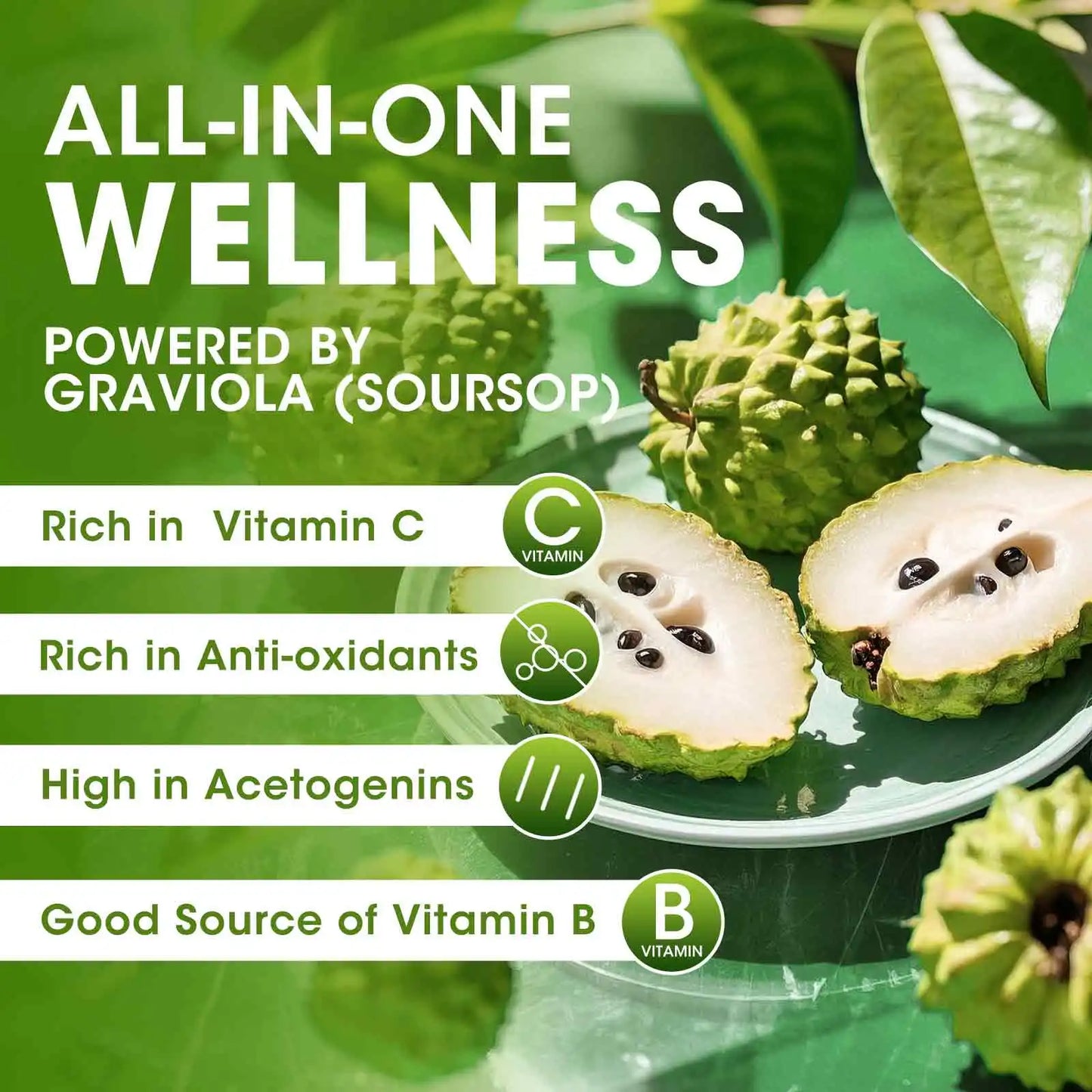 Soursop Graviola Liquid Drops for Immune & Gut Health Support
