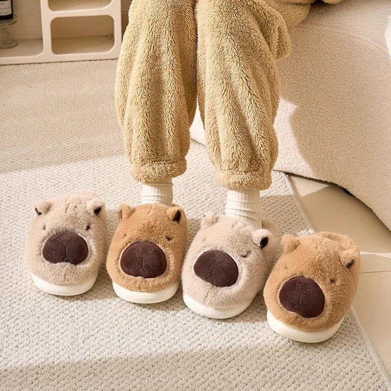 Fluffy Thermal Capybara Slippers | Cozy Non-Slip Indoor Footwear