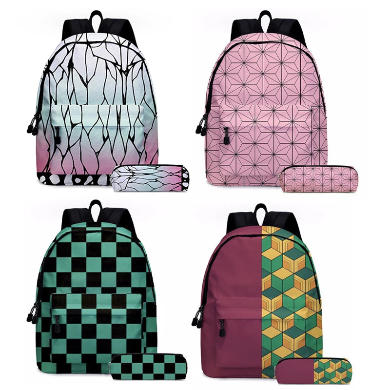 Anime Demon Slayer Backpack Set | Stylish Schoolbag & Pen Bag