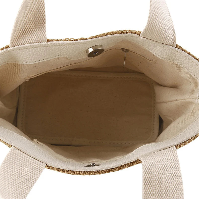 Elegant Straw Woven Handbag | Casual Beach Tote Bag for Ladies