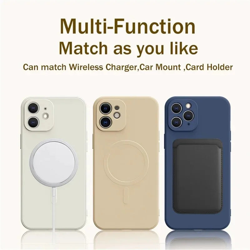 Magnetic Wireless Charge Case for iPhone | Soft Silicone Cover
