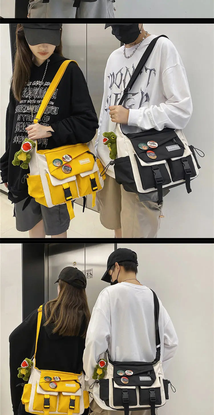 Stylish Waterproof Nylon Messenger Bag | Unisex Crossbody Satchel