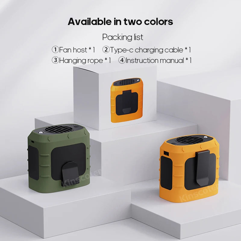8000mAh Outdoor Waist Fan | Portable Bladeless Neck Fan with Lights