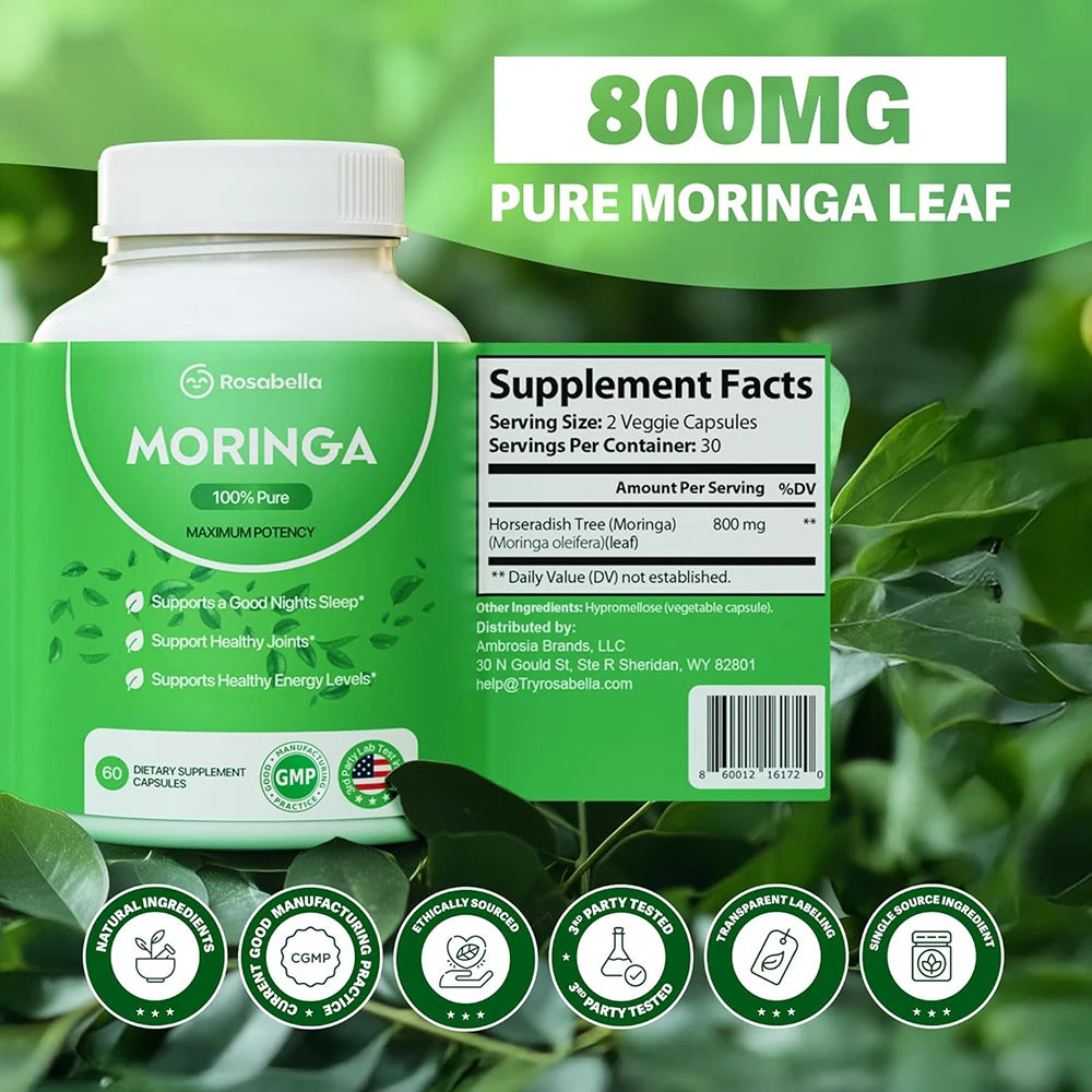 Moringa Capsules - Natural Energy & Immune Support Supplement