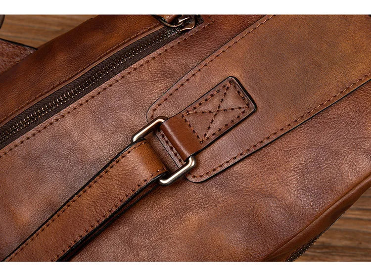 Large-Capacity Leather Chest Bag for Men | Casual Shoulder Bag
