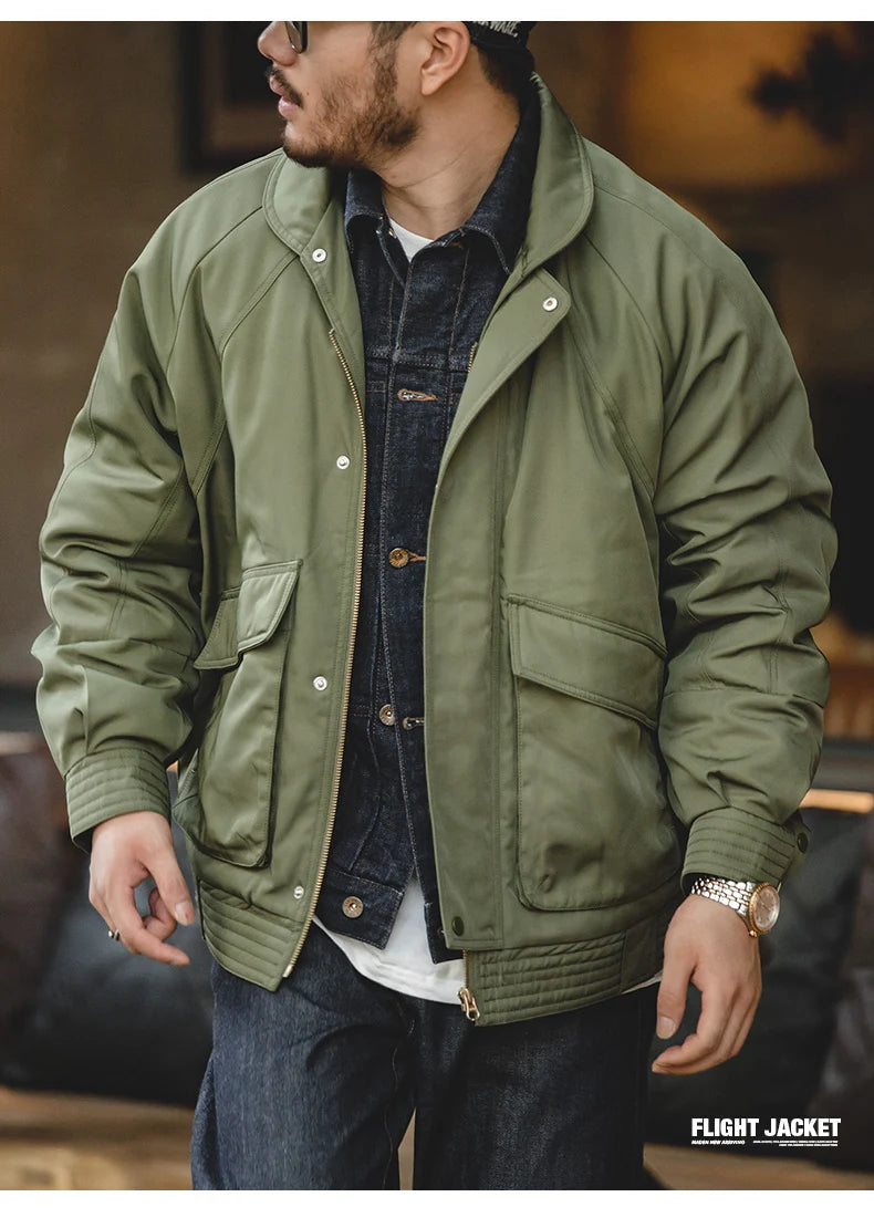 Men's Vintage Pilot Jacket | Thick Warm Cotton Bomber for Winter