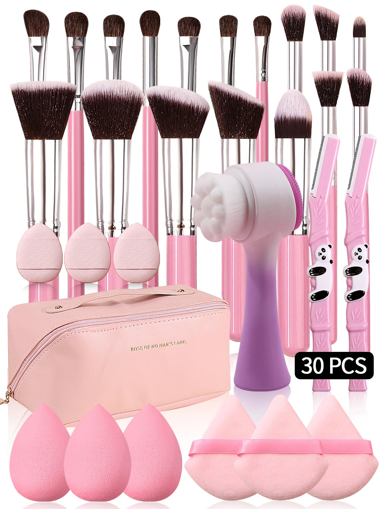 30 Piece Makeup Brush Kit | Complete Beauty Set with Sponges