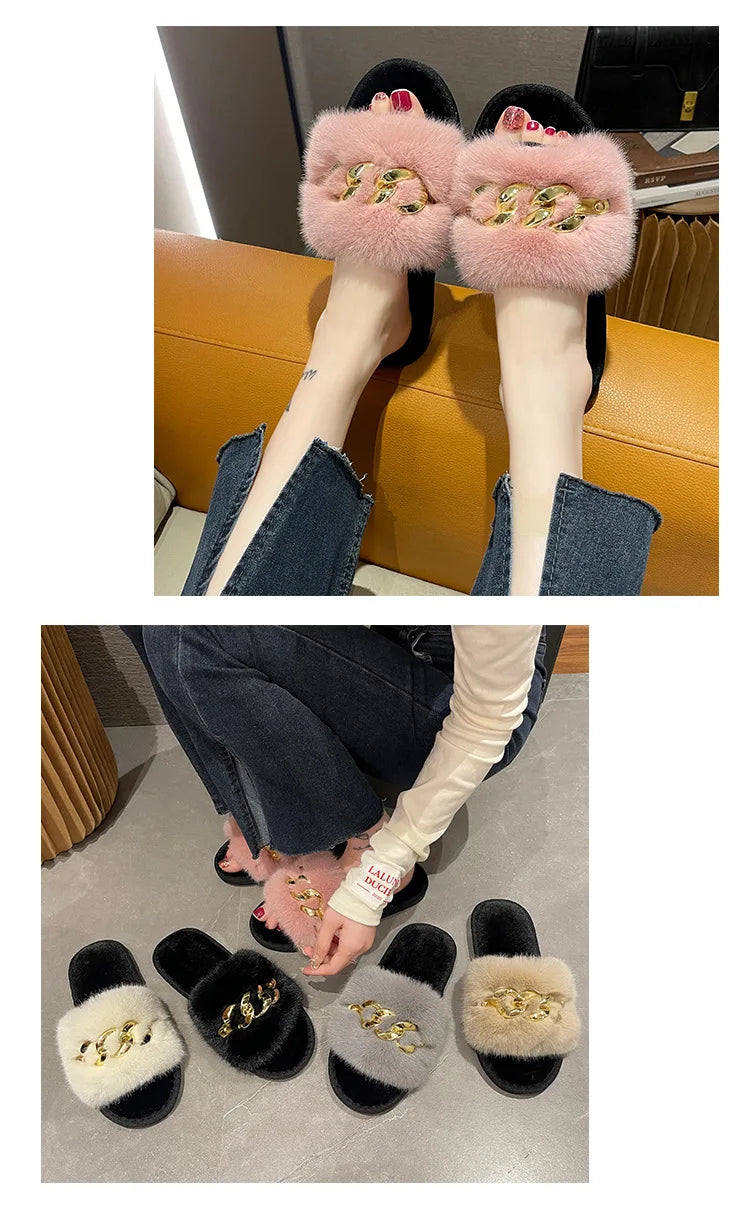 Women's Cozy Fur Lined Plush Slippers | Warm Indoor House Shoes