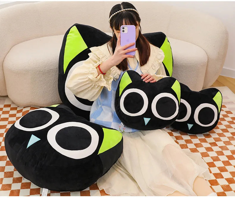 Kawaii Black Cat Plush Toy | Adorable Big Eye Cat Pillow