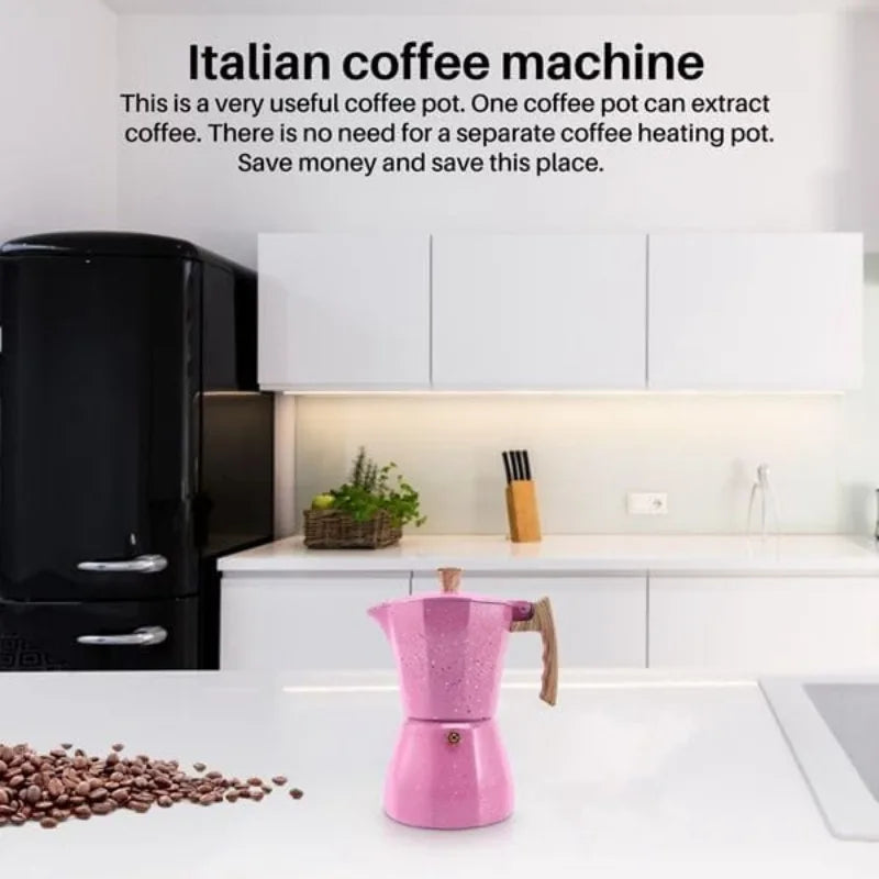 Pink Aluminum Moka Pot | Reusable Mocha Espresso Maker for Home