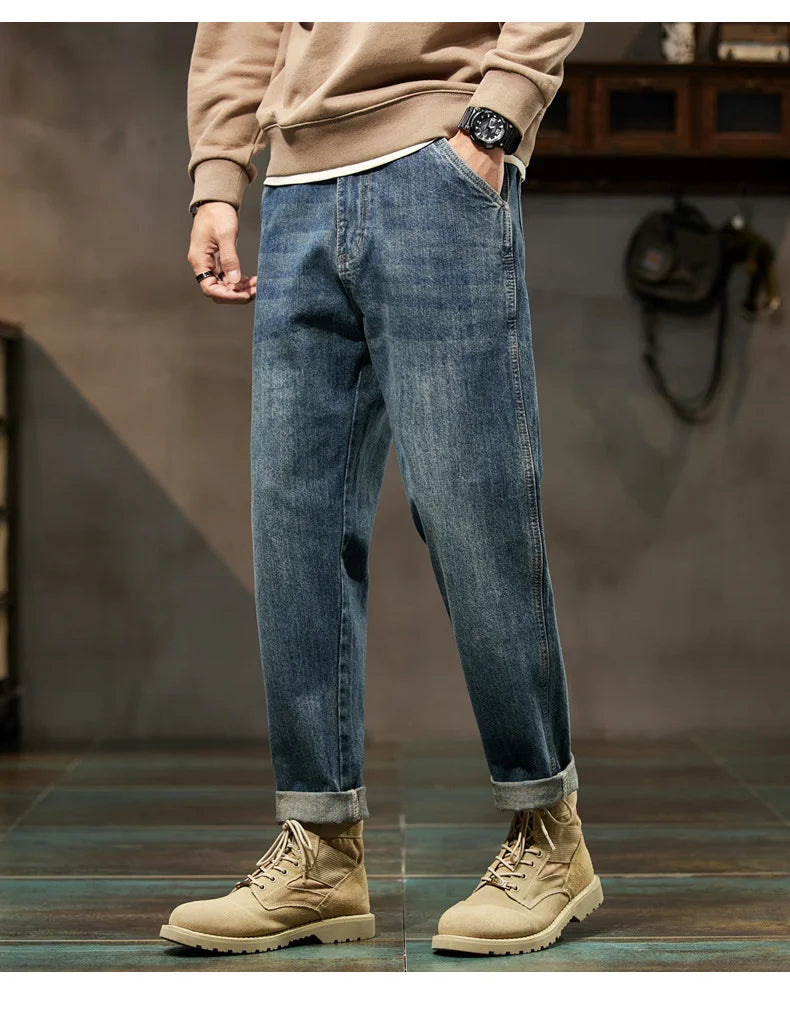 Men's Retro Loose Harem Denim Pants | Stylish Versatile Cargo Trousers