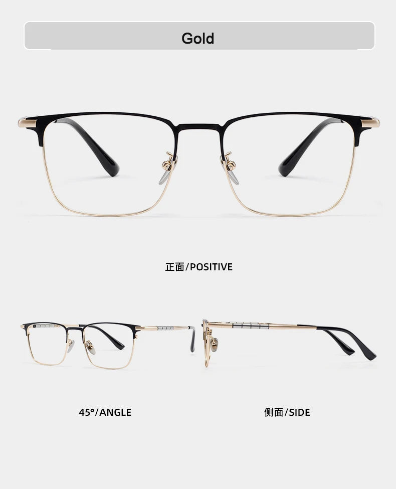 Men's Pure Titanium Square Eyeglasses | Stylish Business Eyewear