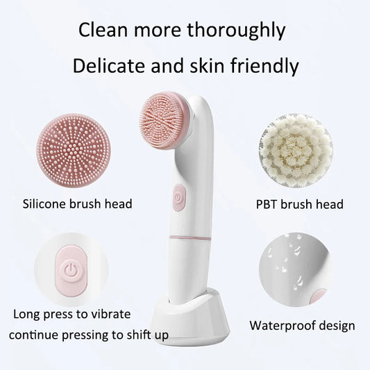 Cepillo Limpiador Facial Eléctrico de Silicona Impermeable | Herramienta 2 en 1
