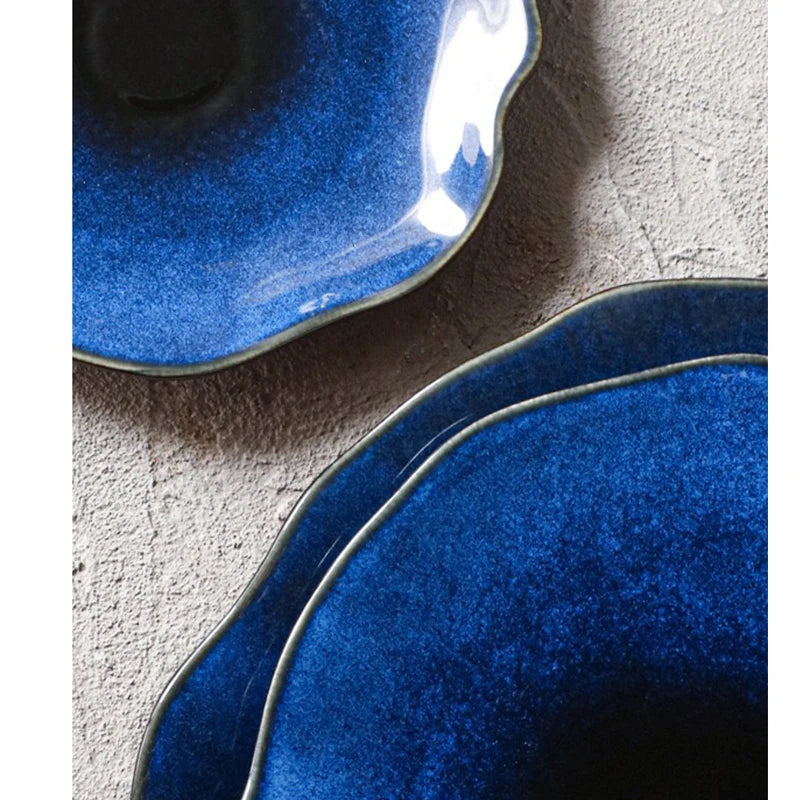 Cat Eye Blue Ceramic Dish | Unique Irregular Pottery Plate