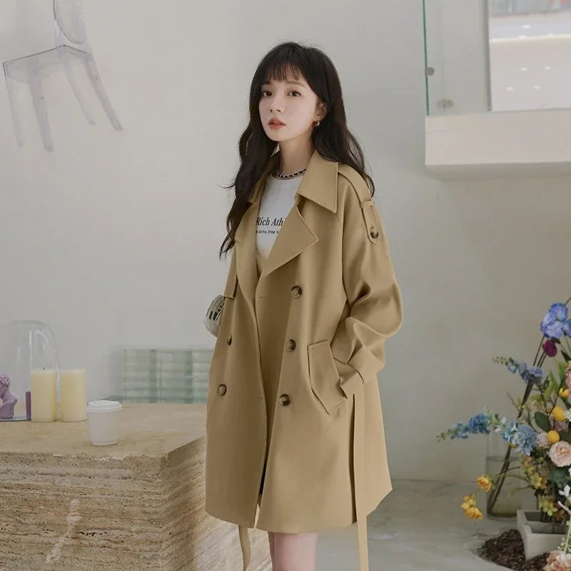 Chic Women's Grey Double Breasted Trench Coat for All Occasions