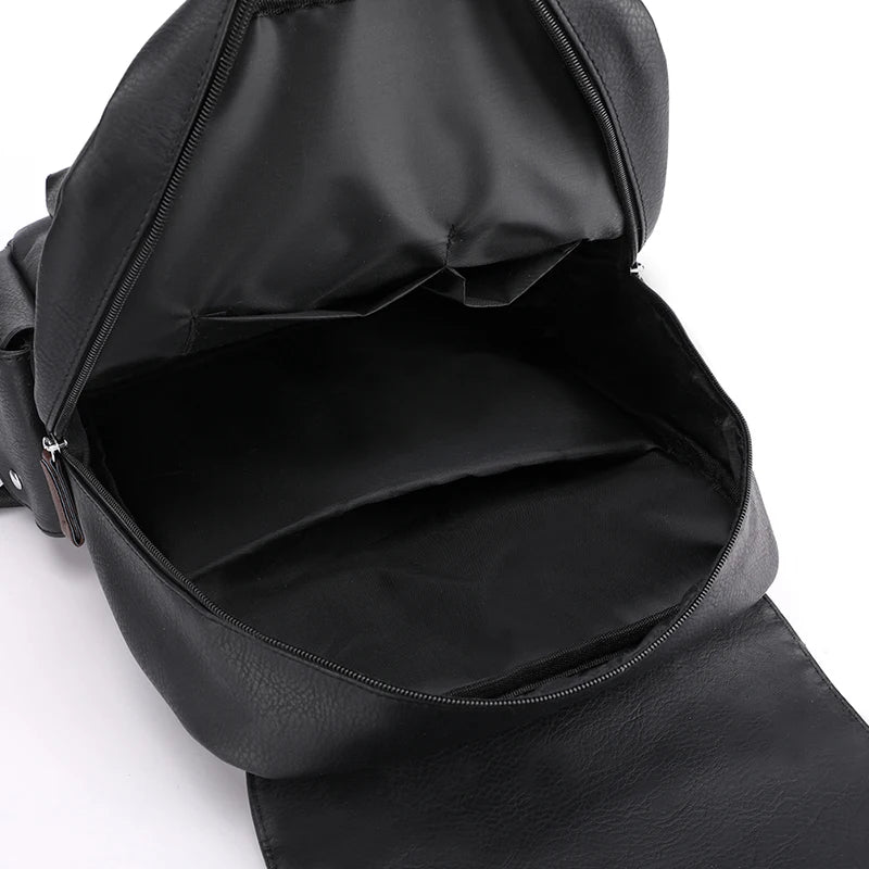 Men's PU Leather Backpack | Stylish Schoolbag for Laptops