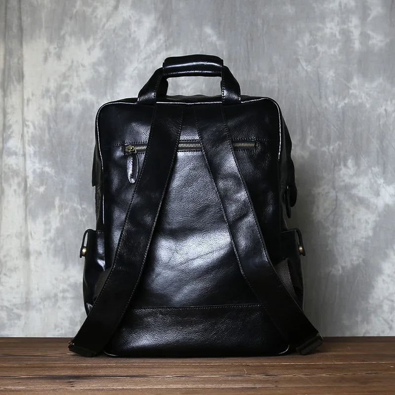 Men's Retro Genuine Leather Backpack | Spacious Multi Pocket Design