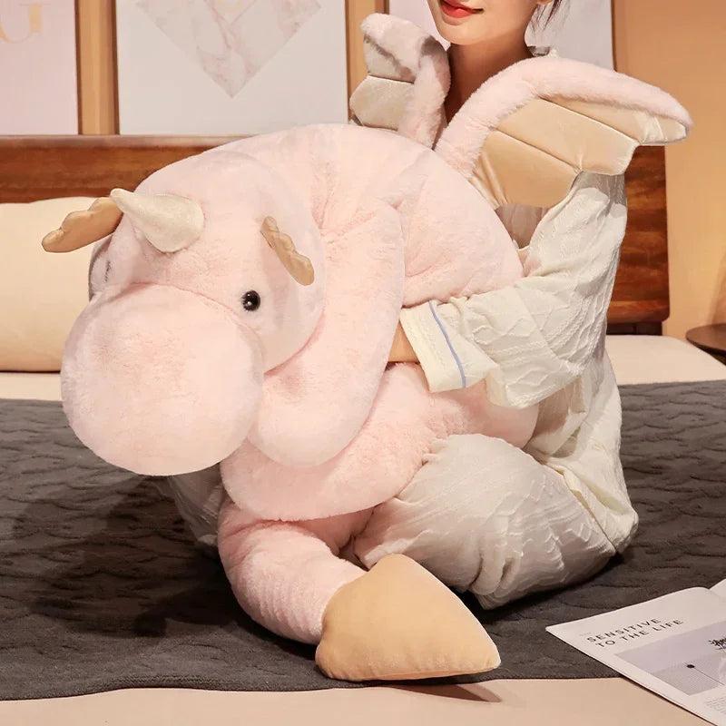 Giant Dragon Plushie Toy | Soft Snow Dragon Stuffed Dinosaur Pillow
