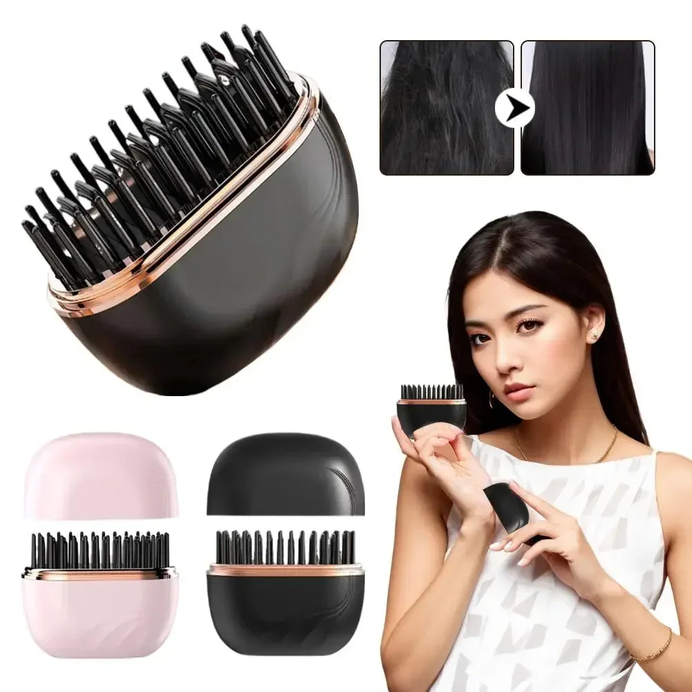 Mini Rechargeable Hair Straightener Brush | Portable & Lightweight