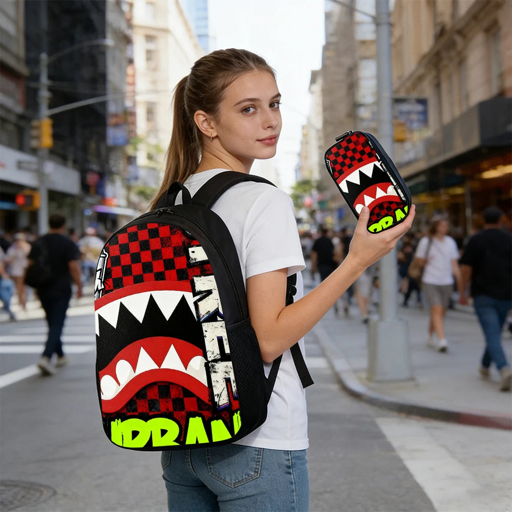 Trendy Shark Graphic Backpack Set | Perfect for School Adventures