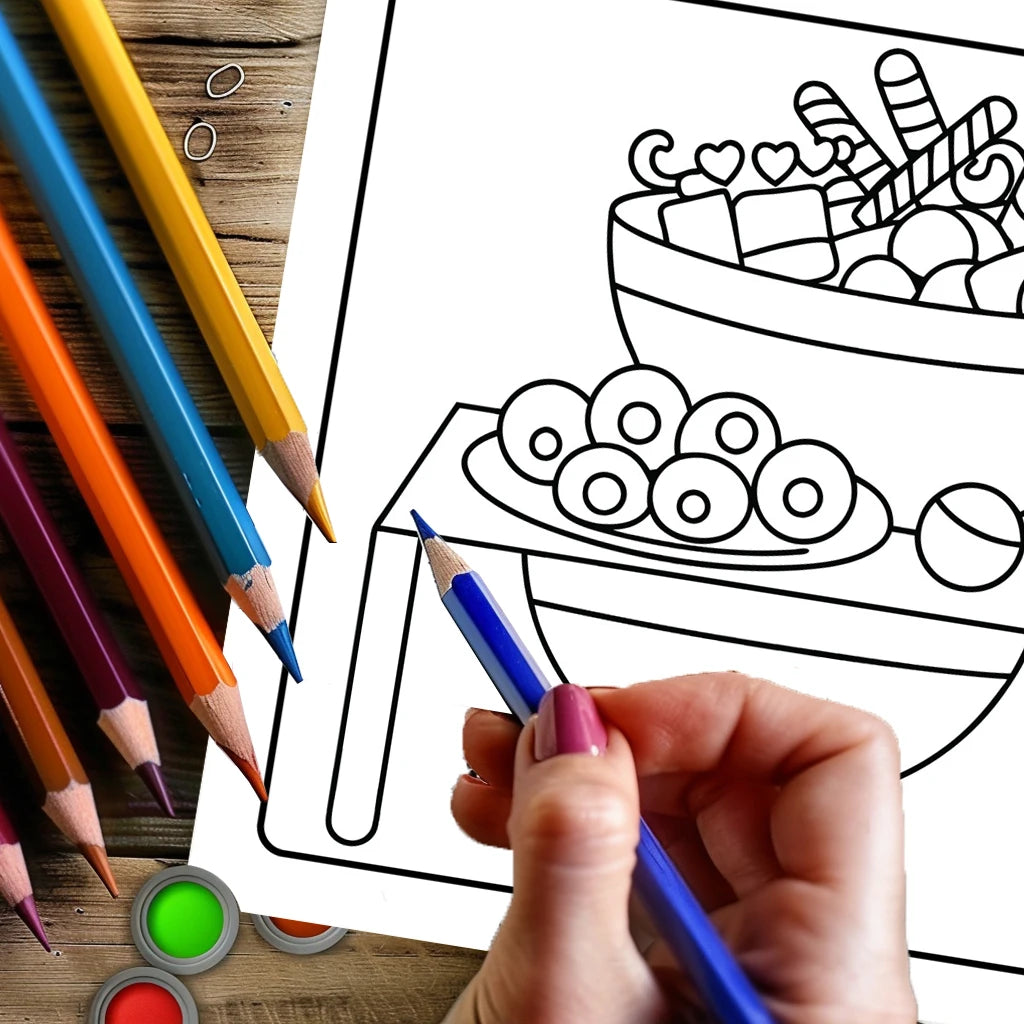 Easy Dessert Coloring Book for Adults | Stress Relief & Fun