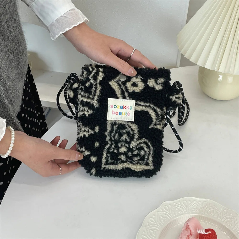 Cute Plush Dot Crossbody Bags for Women | Portable Shoulder Bag