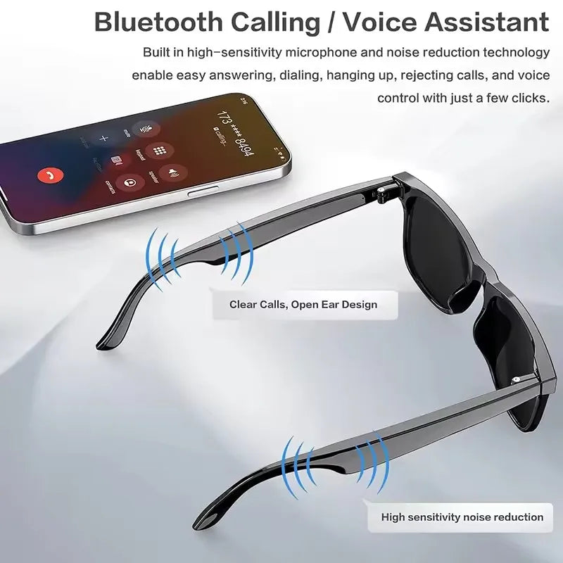 Smart AI Glasses | 8MP Camera, Noise-Cancelling, Waterproof Sunglasses