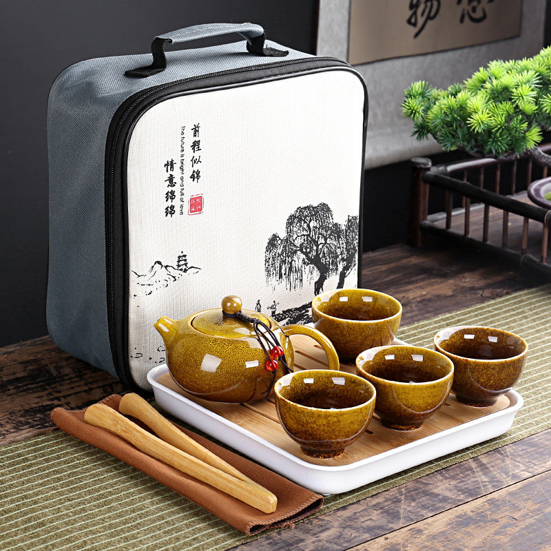 Portable Chinese Kung Fu Tea Set | Travel-Friendly Ceramic Teapot