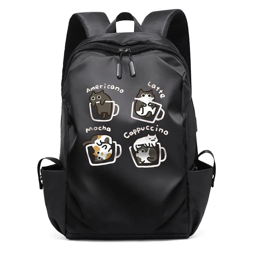 Cute Waterproof Men's Business Laptop Backpack with Cat Print