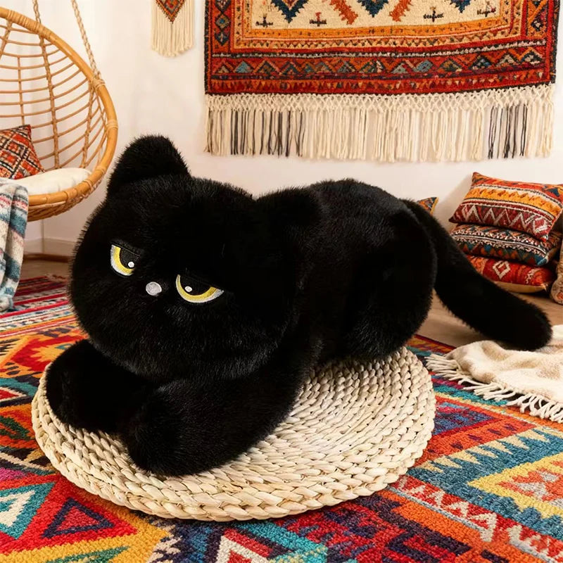 Cute Black Cat Plush Pillow | Soft Stuffed Cushion for Cat Lovers